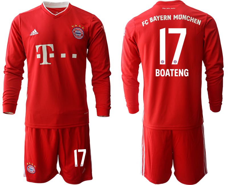 Men 2020-2021 club Bayern Munich home long sleeves #17 red Soccer Jerseys